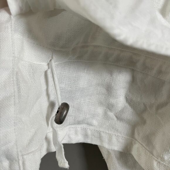 Eileen Fisher Jacket M Organic Linen Full Zip Roll Tab Sleeves Cinch Waist - Picture 7 of 9